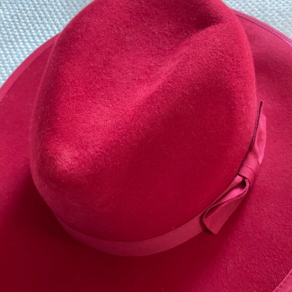 NWOT Free People Beau Red Hipster Hat 100% Wool Casual Hippie Brimmed Band O/S - Picture 2 of 6